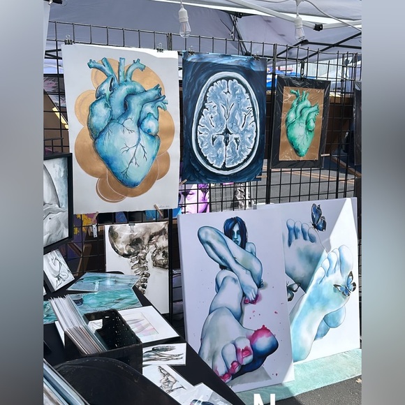 Brain Scan Original painting: acrylic fluid ink on yupo paper. Measures 20"x26" - Picture 3 of 3